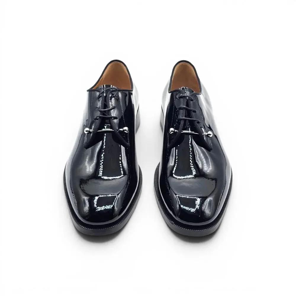 Christian Louboutin Men Chambeliss Patent Leather Derby Shoes Black EU 39 US 6